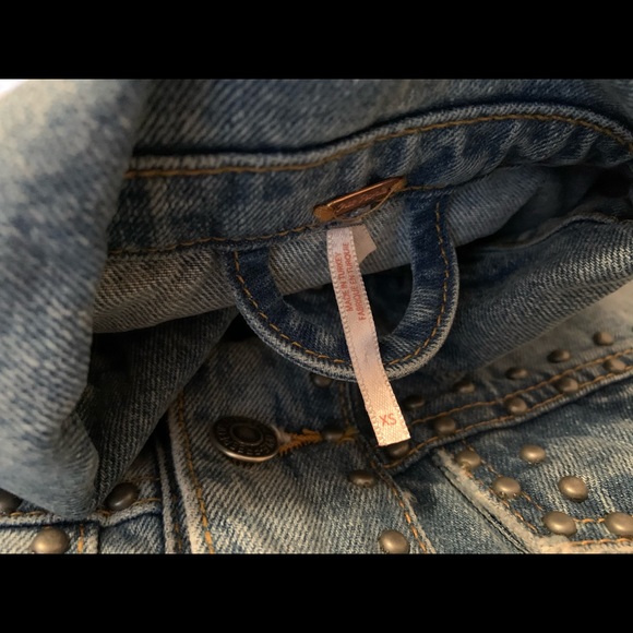 NWT FREE PEOPLE Cotton Studded Denim Jacket XS - Picture 12 of 14